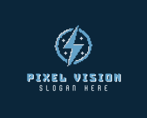 Lightning Bolt Pixel logo design