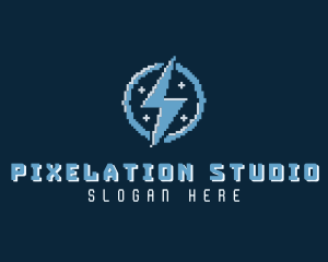 Lightning Bolt Pixel logo design