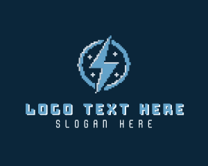 Gamer - Lightning Bolt Pixel logo design