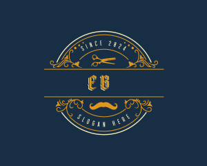 Masculine - Barber Scissors Moustache logo design