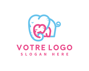 Cute - Mother Daughter Elephant Care logo design