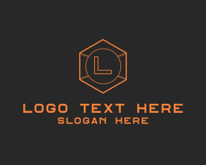 League - Tech Geometric Hexagon logo design