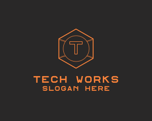 Tech Geometric Hexagon  logo design