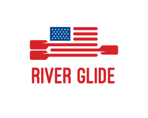 Rowing - American Flag Paddle logo design