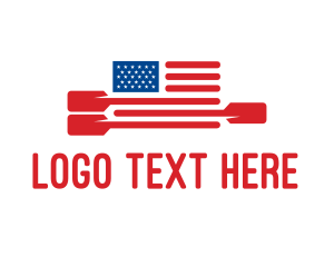 Kayak - American Flag Paddle logo design