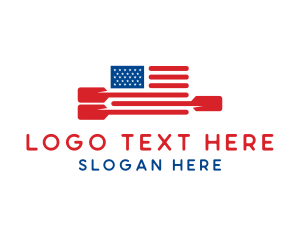 Rowing - American Flag Paddle logo design