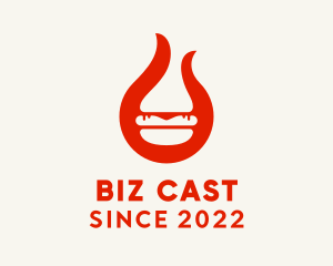 Hot - Chili Flame Burger logo design