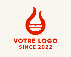 Red - Chili Flame Burger logo design