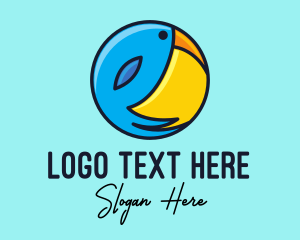 Blue Bird - Round Toucan Sun Badge logo design