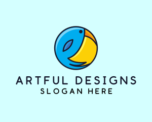 Round Toucan Sun Badge logo design