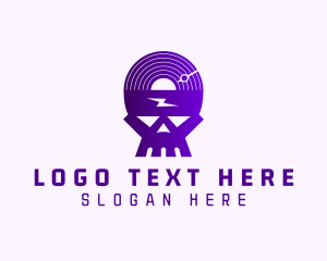 Record Label - Purple Disc Skull logo design