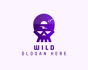 Purple Disc Skull Logo