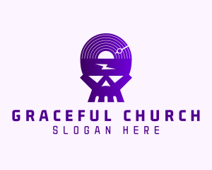 Rock Band - Purple Disc Skull logo design