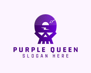 Purple Disc Skull logo design