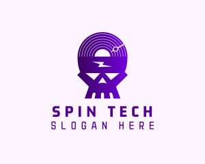 Disc - Purple Disc Skull logo design