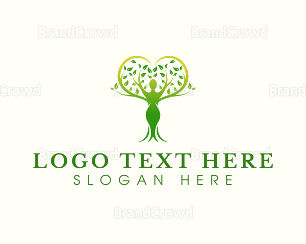 Tree Woman Heart Logo