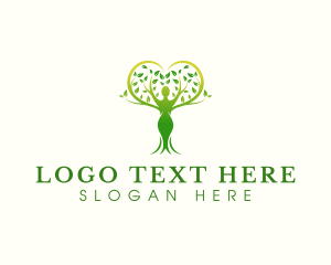 Herbal - Tree Woman Heart logo design