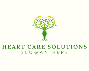 Tree Woman Heart logo design