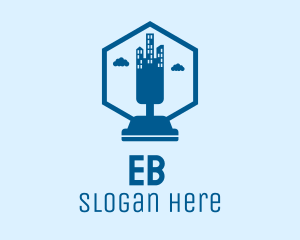 Sanitation - Blue Vacuum Cityscape logo design