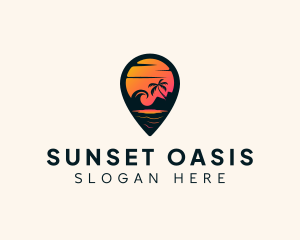 Sunset Beach Location logo design