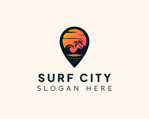 Sunset Beach Location logo design