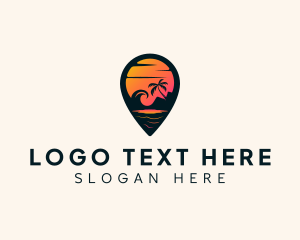 Pin - Sunset Beach Location logo design