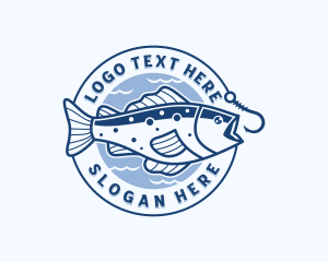 Sea Bass - Fish Fisherman Fishing logo design
