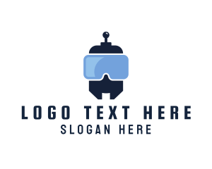 Robot - Cyber Robot VR Goggles logo design