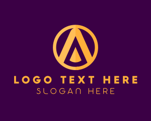 Circle - Golden Company Letter A logo design