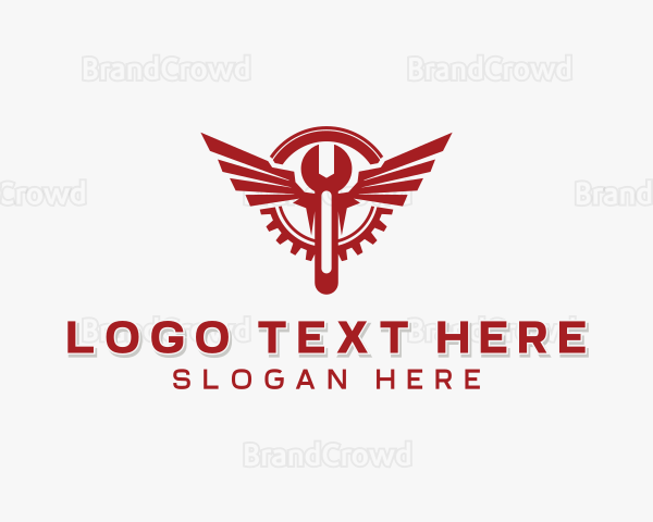 Wings Wrench Mechanic Logo