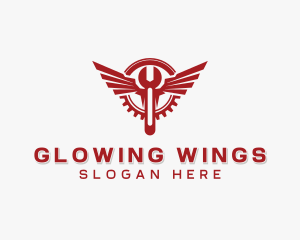 Wings Wrench Mechanic logo design