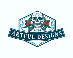 Skull Rose Tattoo logo design