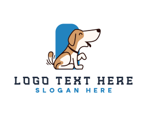 Canine - Dog Wagging Tail logo design