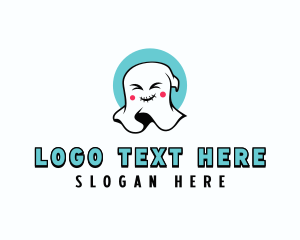 Cartoon - Happy Cartoon Ghost logo design