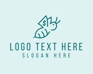 Minimal - Green Dollar Bee Outline logo design