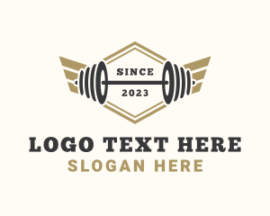 Physical Training - Barbell Weight Fitness logo design