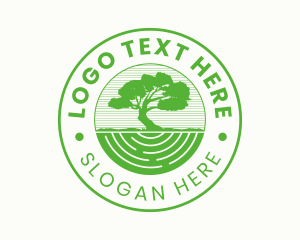 Old Green Tree  Emblem logo design