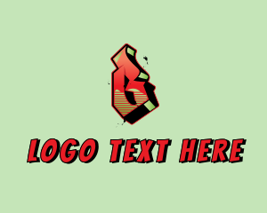 Hip Hop - Graffiti Letter B logo design