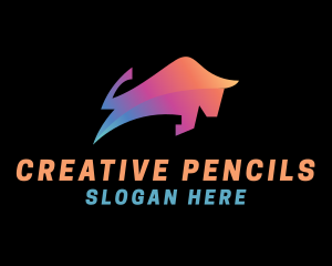 Gradient Bull Animal logo design