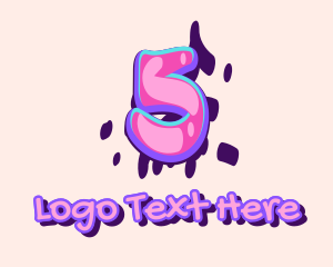 Five - Pop Graffiti Art Number 5 logo design