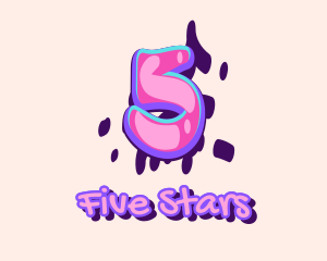 Five - Pop Graffiti Art Number 5 logo design