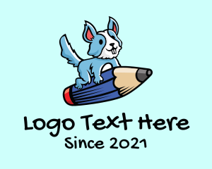 Bookstore - Pencil Dog Cartoon logo design