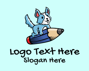 Pencil Dog Cartoon Logo