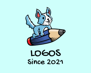 Pet - Pencil Dog Cartoon logo design
