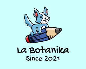 Writing - Pencil Dog Cartoon logo design