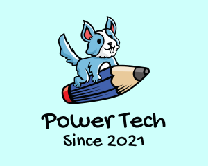 Learning - Pencil Dog Cartoon logo design