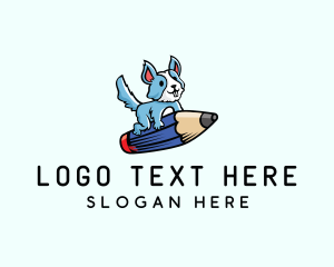 Pencil Dog Cartoon logo design