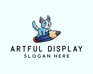 Pencil Dog Cartoon logo design