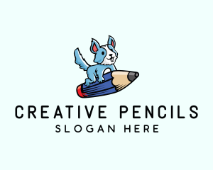 Pencil Dog Cartoon logo design