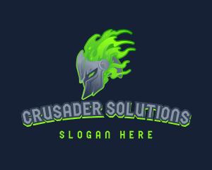 Crusader - Knight Helmet Gaming logo design